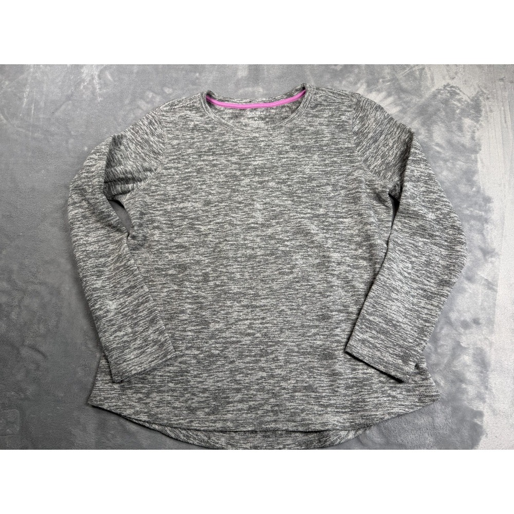 Tek Gear Essential Gear Pullover Womens PL Gray Space Dye Fleece Crew Neck Top